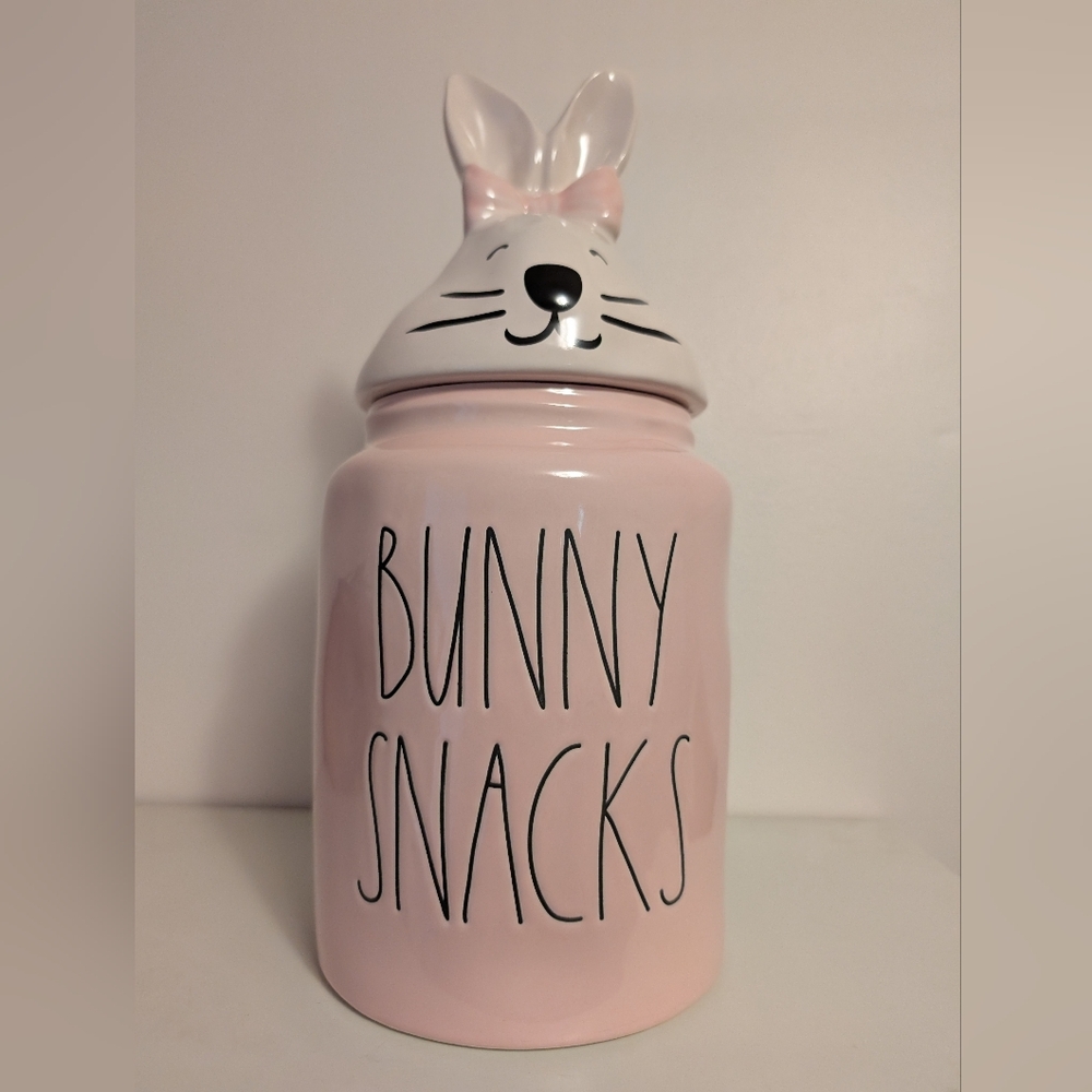 Pink Bunny Snacks Jar Rae Dunn